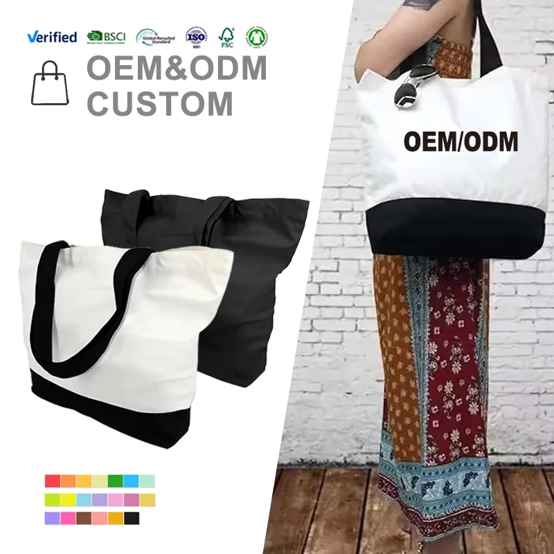 Grand sac fourre-tout en toile de coton Super résistant, sacs en tissu d'épicerie réutilisables, deux à la mode